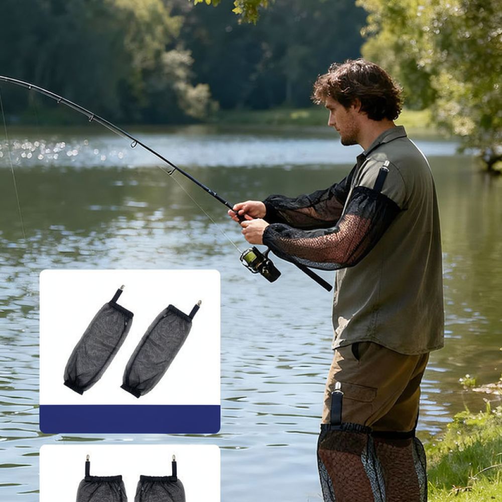 Fishing Gloves - ชุดกันยุงแบบตาข่ายสำหรับกิจกรรมกลางแจ้ง ประกอบด้วยเสื้อแจ็กเก็ตมีฮู้ด กางเกง และถุงมือ ระบายอากาศได้ดี ชุดป้องกันสำหรับเดินป่าและตกปลา