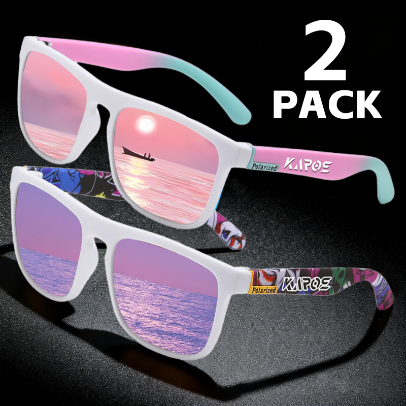 Fishing Sunglasses Polarized - KAROS 2PCS แว่นตากันแดดผู้ชาย/ผู้หญิงโพลาไรซ์กระจกสี่เหลี่ยมออกแบบแบรนด์หรู UV400 ที่บังแดดสำหรับทุกเพศตกปลาขับรถขี่จักรยานเดินป่า