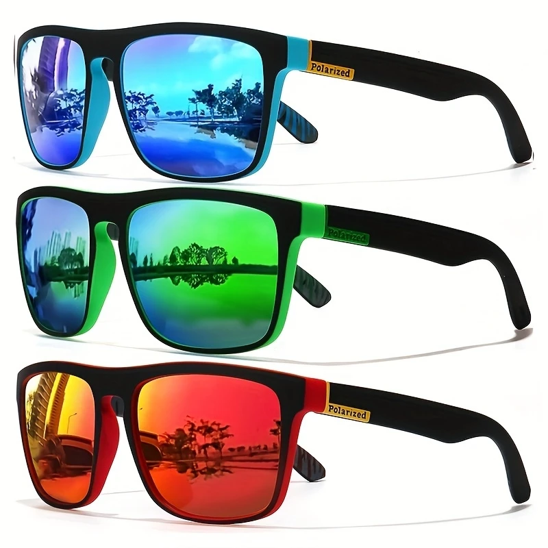 Fishing Sunglasses Polarized - 1/3 ชิ้น แว่นกันแดดทรงสี่เหลี่ยมวินเทจระดับไฮเอนด์ สำหรับผู้ชายและผู้หญิง แว่นตาขับรถ ตกปลา