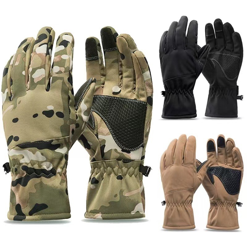 Fishing Gloves - ถุงมือกันหนาวลายพรางสำหรับกิจกรรมกลางแจ้ง ล่าสัตว์ ตกปลา กันน้ำ หน้าจอสัมผัสได้ เหมาะสำหรับเล่นสกี