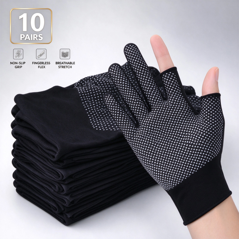 1-10 คู่ ถุงมือไนลอนแบบครึ่งนิ - Fishing Gloves บทวิจารณ์และราคา