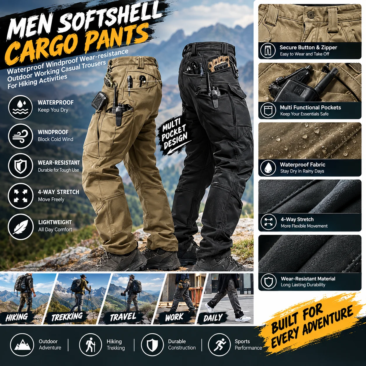 กางเกงคาร์โก้และเสื้อแจ็คเก็ตผ - Fishing Pants Waterproof บทวิจารณ์และราคา