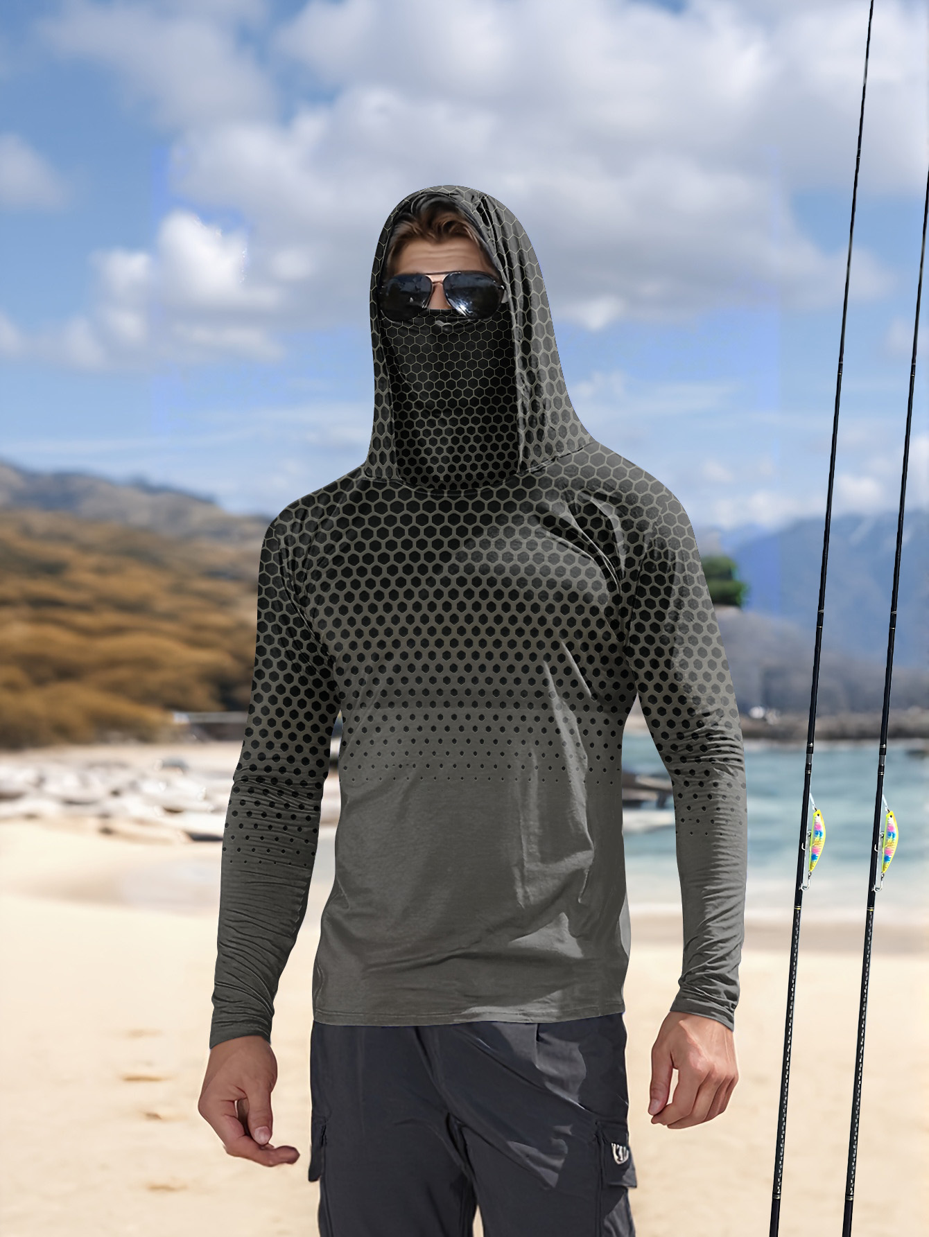 เสื้อฮู้ดตกปลาสำหรับผู้ชาย ใส่ - Fishing Mask Sun Protection บทวิจารณ์และราคา