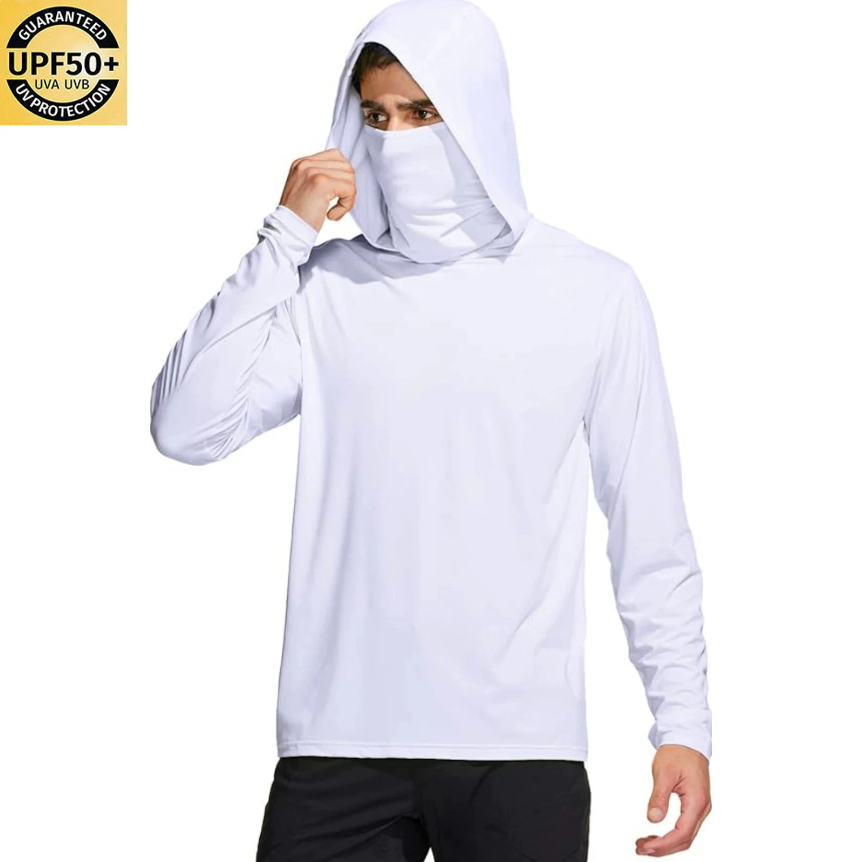 เสื้อตกปลาผู้ชายสีพื้นพร้อมฮู้ - Fishing Mask Sun Protection บทวิจารณ์และราคา