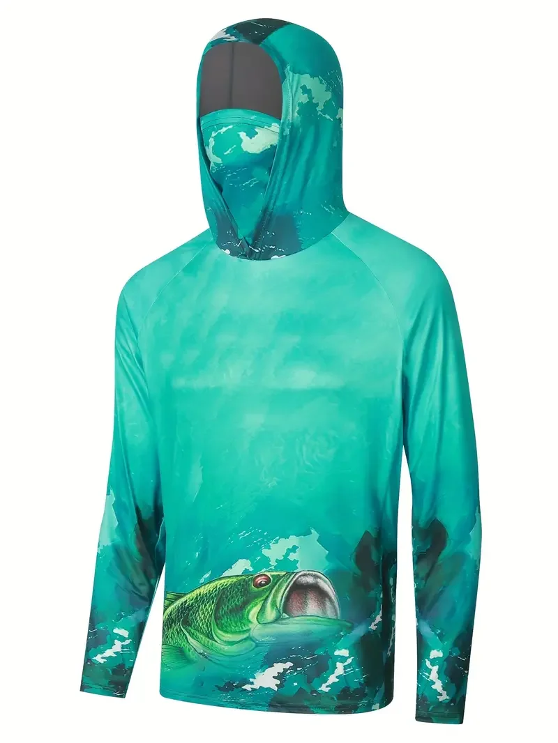 เสื้อตกปลาแบบมีฮู้ดสำหรับผู้ชา - Fishing Mask Sun Protection บทวิจารณ์และราคา