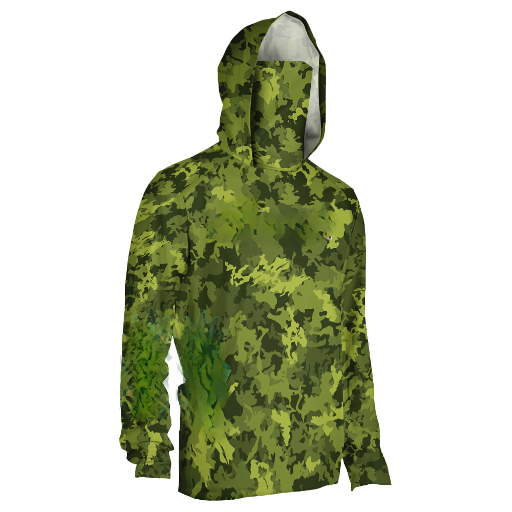 เสื้อฮู้ดตกปลาลายพรางป่าสีเขีย - Fishing Mask Sun Protection บทวิจารณ์และราคา